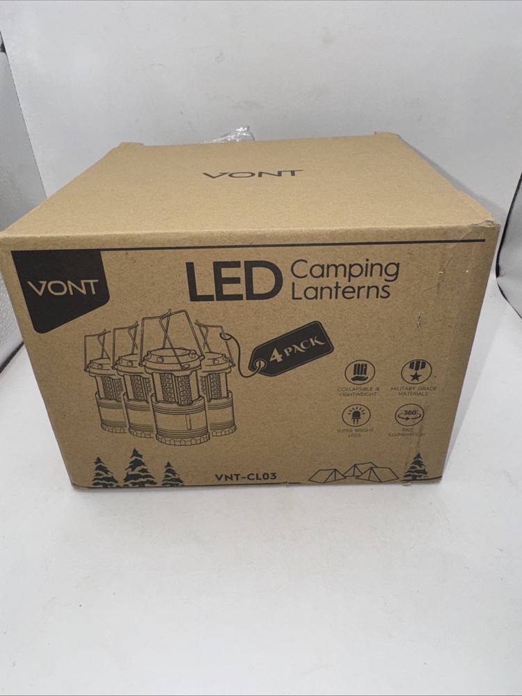 Vont 4 Pack LED Camping Lantern, LED Lanterns, Suitable Survival Kits - OPEN BOX