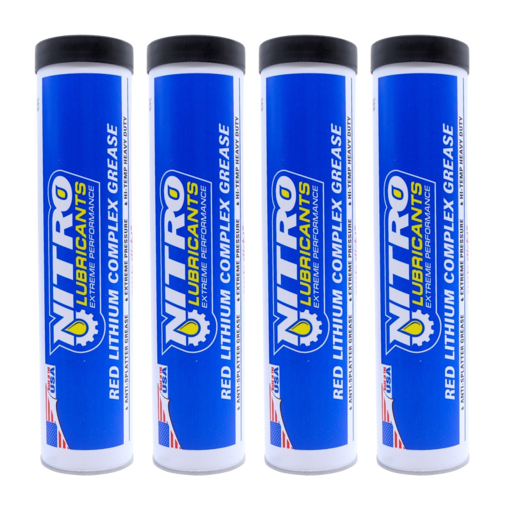 Nitro Lubricants Red Lithium Grease – 14oz Heavy-Duty, Multi-Purpose (4-Pack)