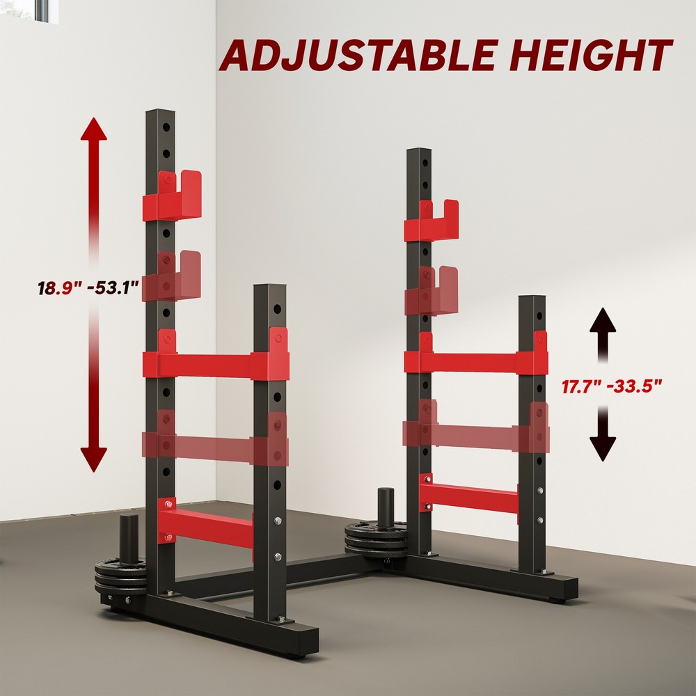 Adjustable Squat Rack, 660lbs Multi-Functional Bench Press Rack, Red