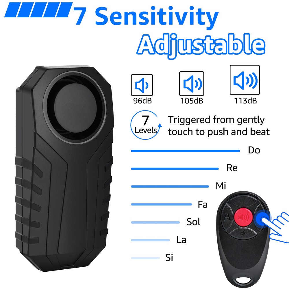 Wireless Remote Anti-Theft Alarm for Bikes 200ft Control Range Easy Installation