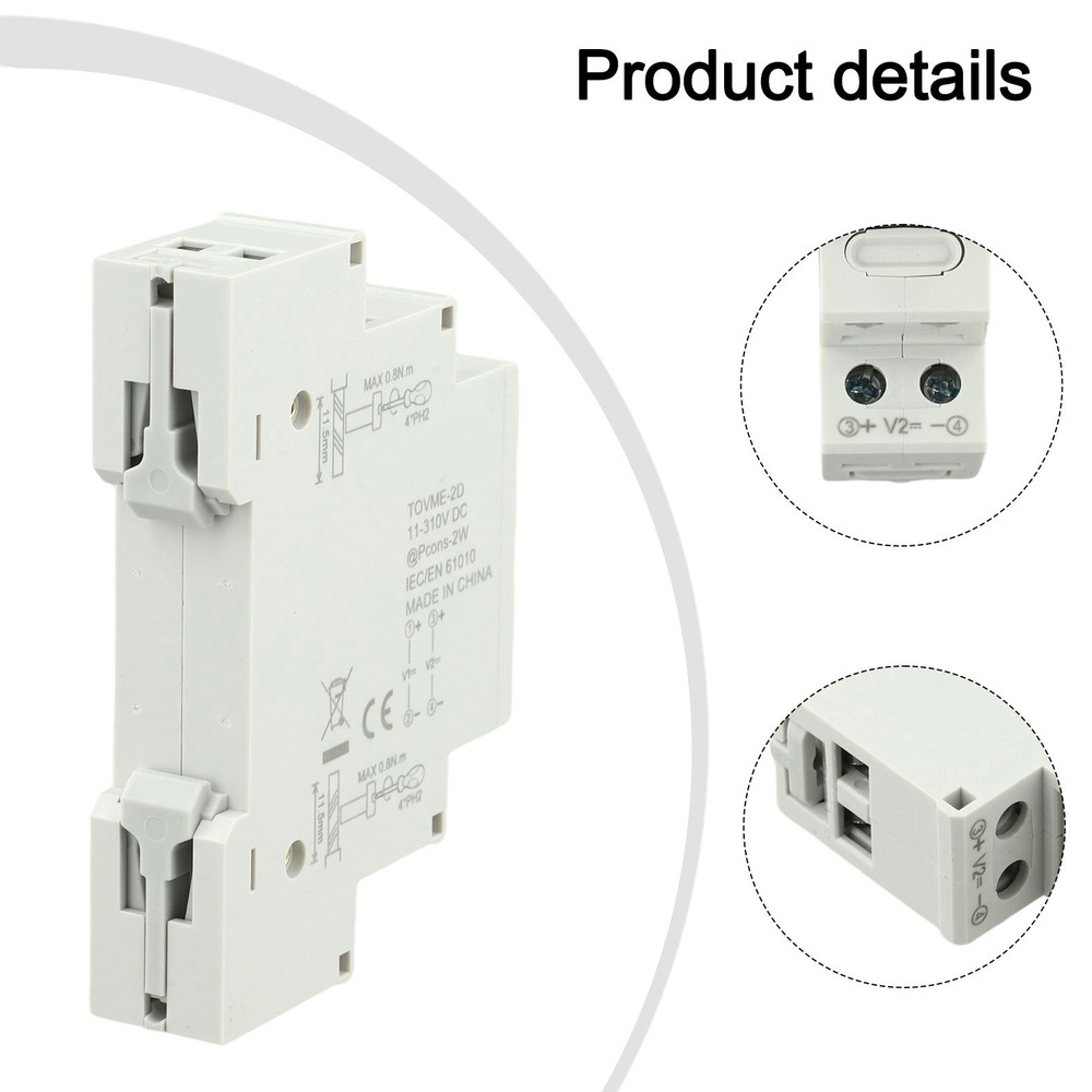 Compact For Din Rail Mountable Voltage Meter with LED Display for DC Use