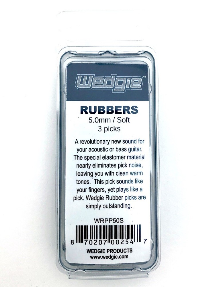 Wedgie Rubber Guitar Picks | 5.0mm | Soft | Light Grey | 3 pcs