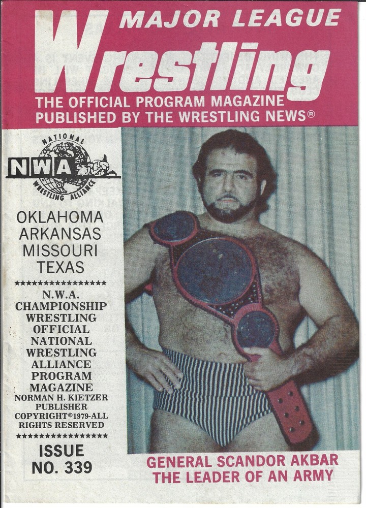 Major League Wrestling Program #339 features Scandor Akbar, Jim Garvin, etc.