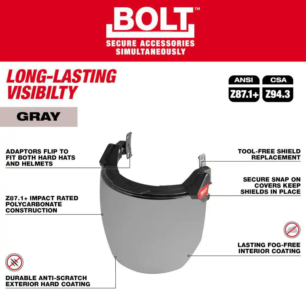 BOLT Gray Dual Coat Lens Full Face Shield