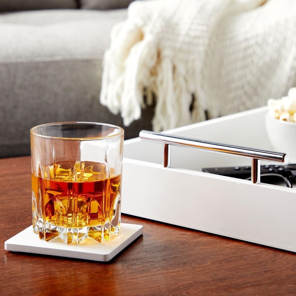 Juvale Ottoman Tray with Coasters & Interchangeable Gold & Silver Handles - 15.7