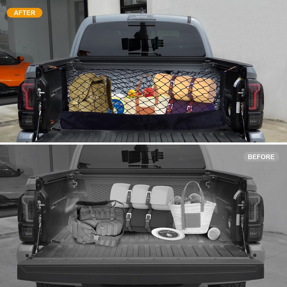 Envelope Style Cargo Net Compatible Silverado/Sierra 1500 (Black), Orange