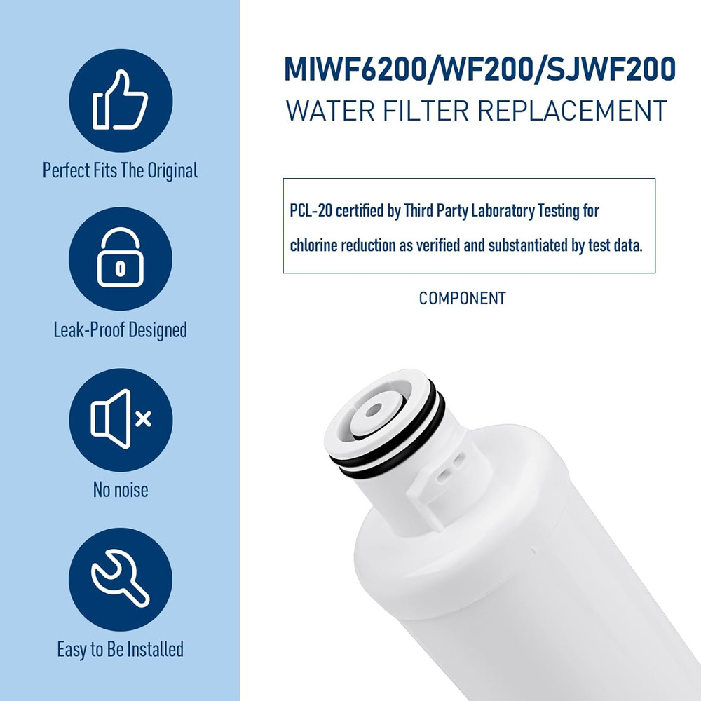 MIWF6200 Water Filter, Compatible with Sharp® SJWF200, SJG2254FS, Thor Kitchen®