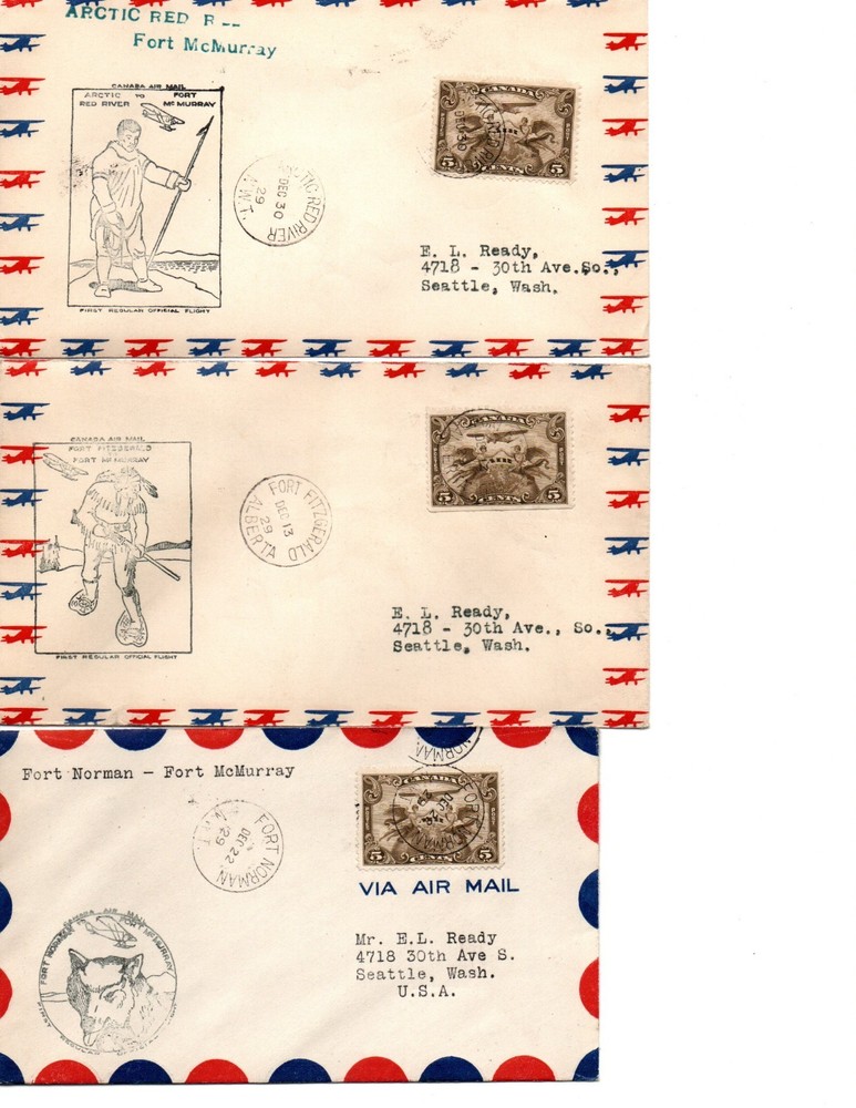 Canada Scott C1 on Flight Covers - Various locales