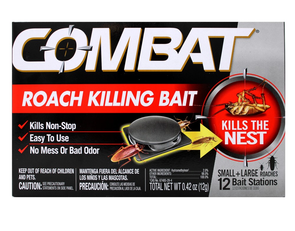 Combat Max Roach Killing Gel 2.1 Oz & Combat Roach Bait Stations, 12 Count