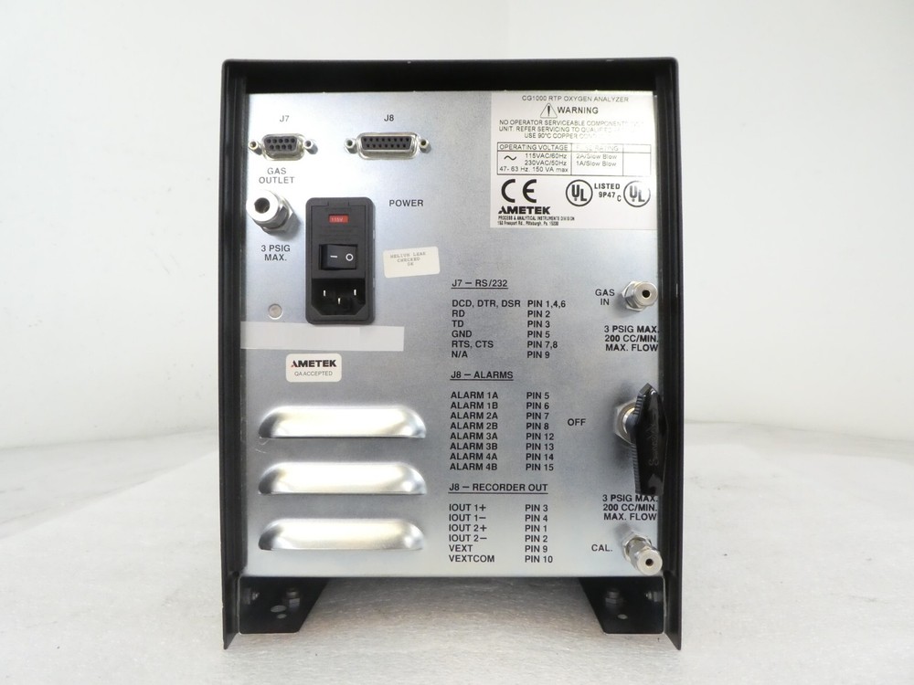AMETEK Process Instruments Dycor CG-1000 RTP Oxygen Analyzer Working Surplus