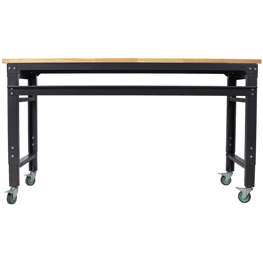 60" Garage Rolling Workbench Adjustable Height Metal Tool Bench Black