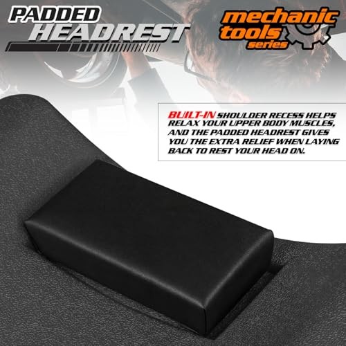 Mechanic Plastic Creeper with Dual Tool Trays, 48" Ergonomic Rolling Black