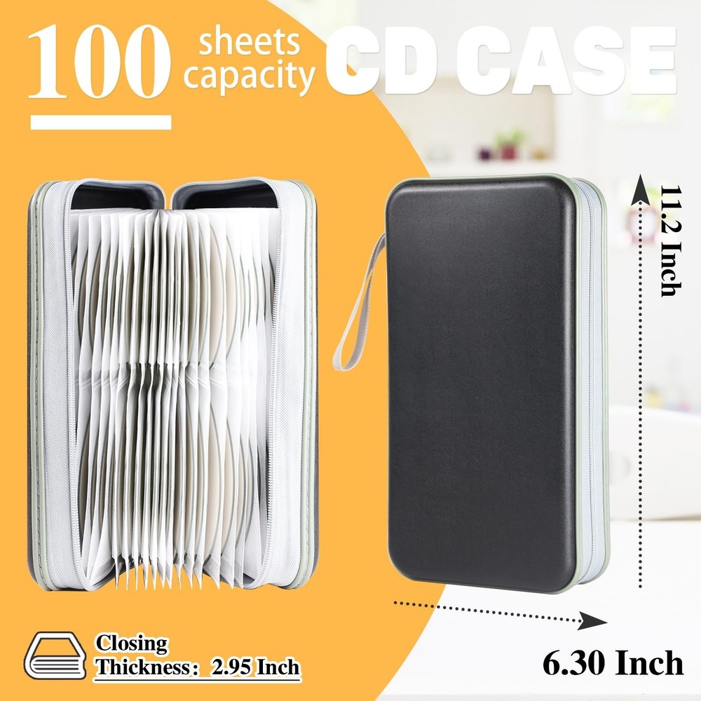 CD/DVD Case Storage, 100 Capacity Holder - Plastic Disc Case Storage Wallet B...