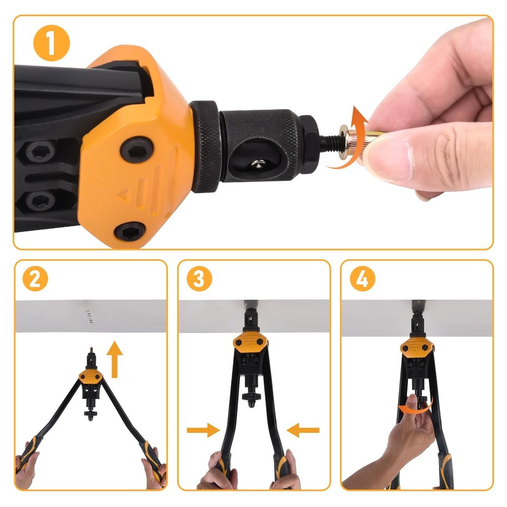 VIGRUE 16'' Rivet Nut Tool Kit Nutserts Rivnut Hand Tool Set with 15PCS Metri...