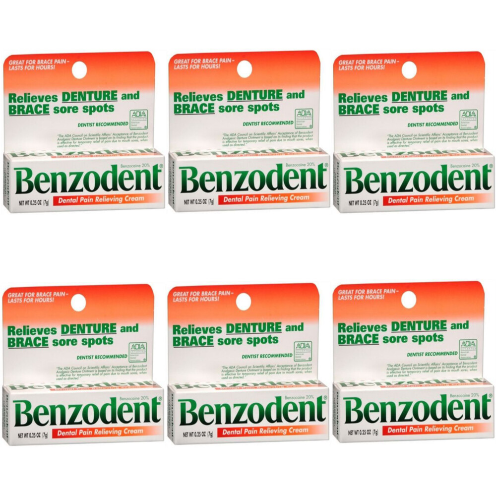 6 Pack Benzodent Denture Ointment - 0.25 Oz Each