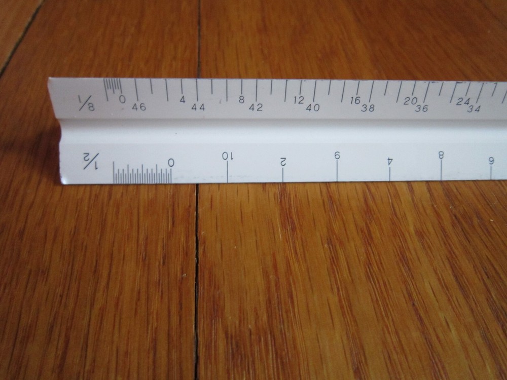Vtg Charvoz 12" Architect Drafting Ruler 3 Sided Triangular Plastic 30-1201 Case