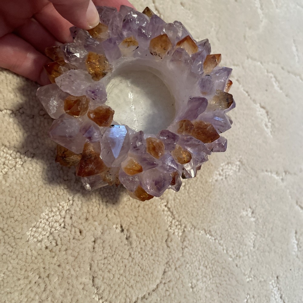 amythst and citrine crystal candle holders