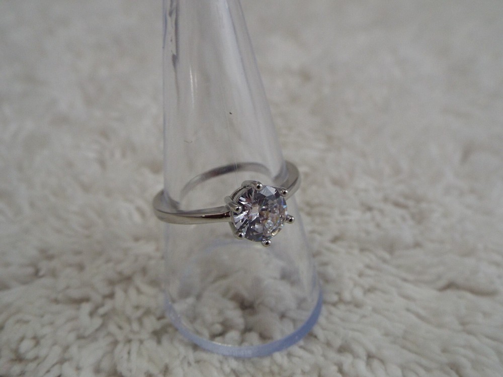 Silvertone Rhinestone Engagement-Style Ring ~ Size 8.5 (G18)