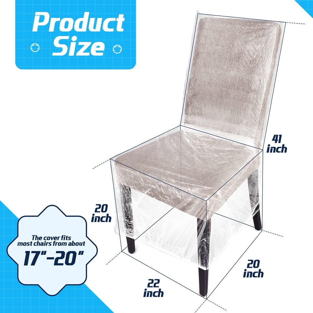 Remagr 8 Pcs Plastic Dining Chair Covers Protectors Clear Protector Trans
