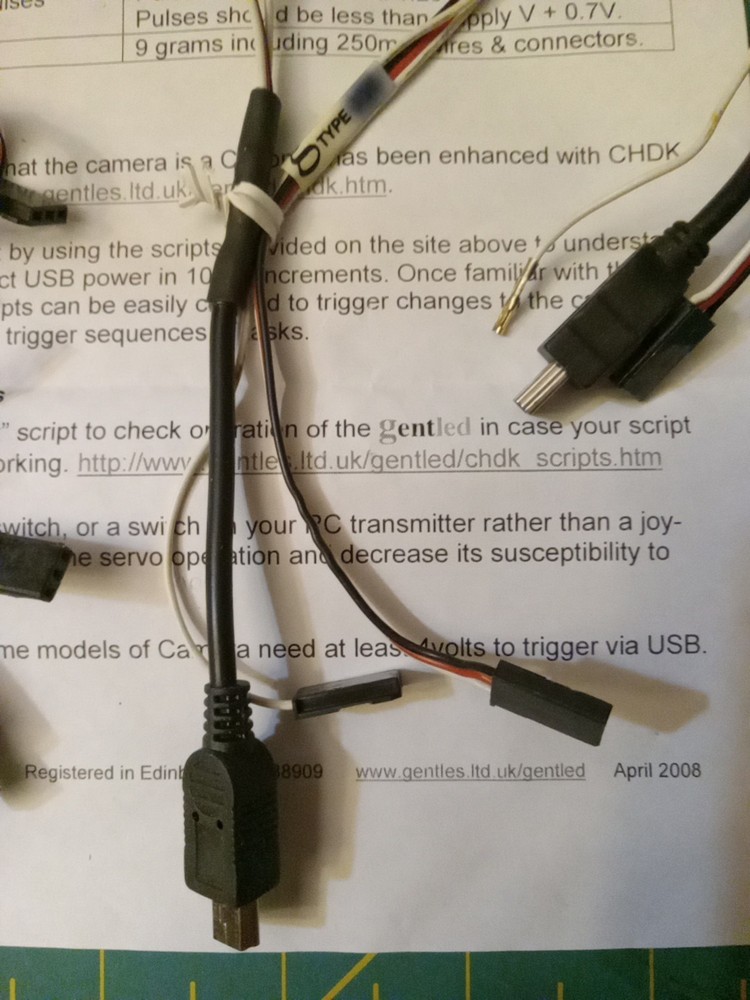 GentLED IR-CHDK2 cables Bin. For Cannon, Diydrones, Drone.