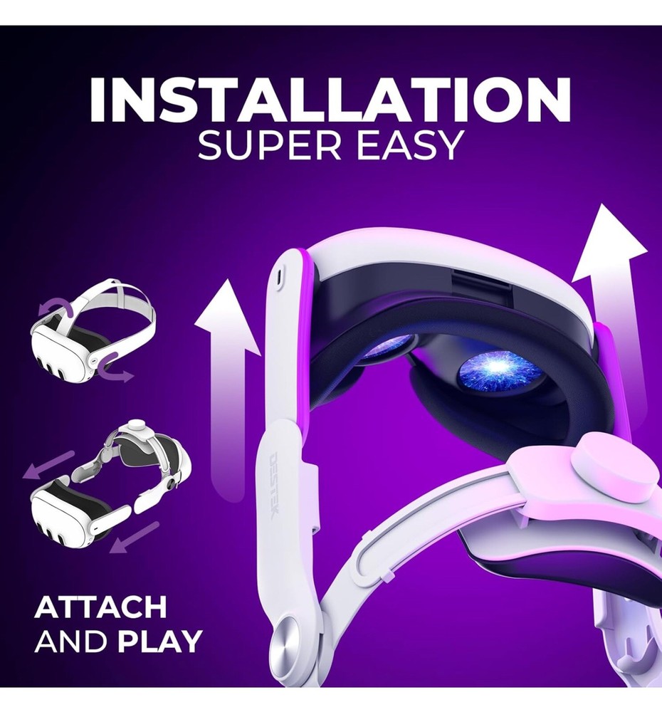 DESTEK Head Strap Compatible with Quest 3 Accessories, Enhanced Support