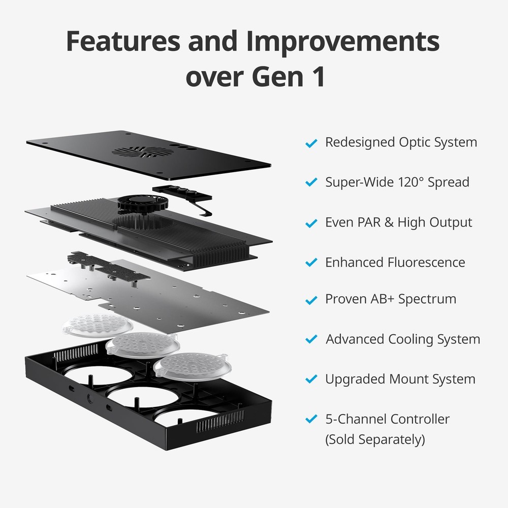 NICREW HyperReef 200 Gen 2 Reef LED Light, 200W 200 2, Black