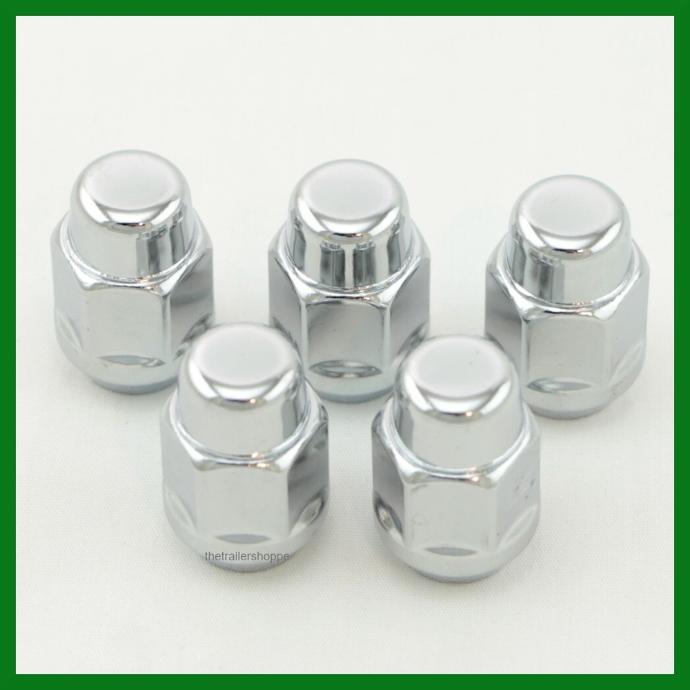 Chrome 1/2" Lug Wheel Nut Aluminum Trailer Wheel Rim Acron -5 Piece
