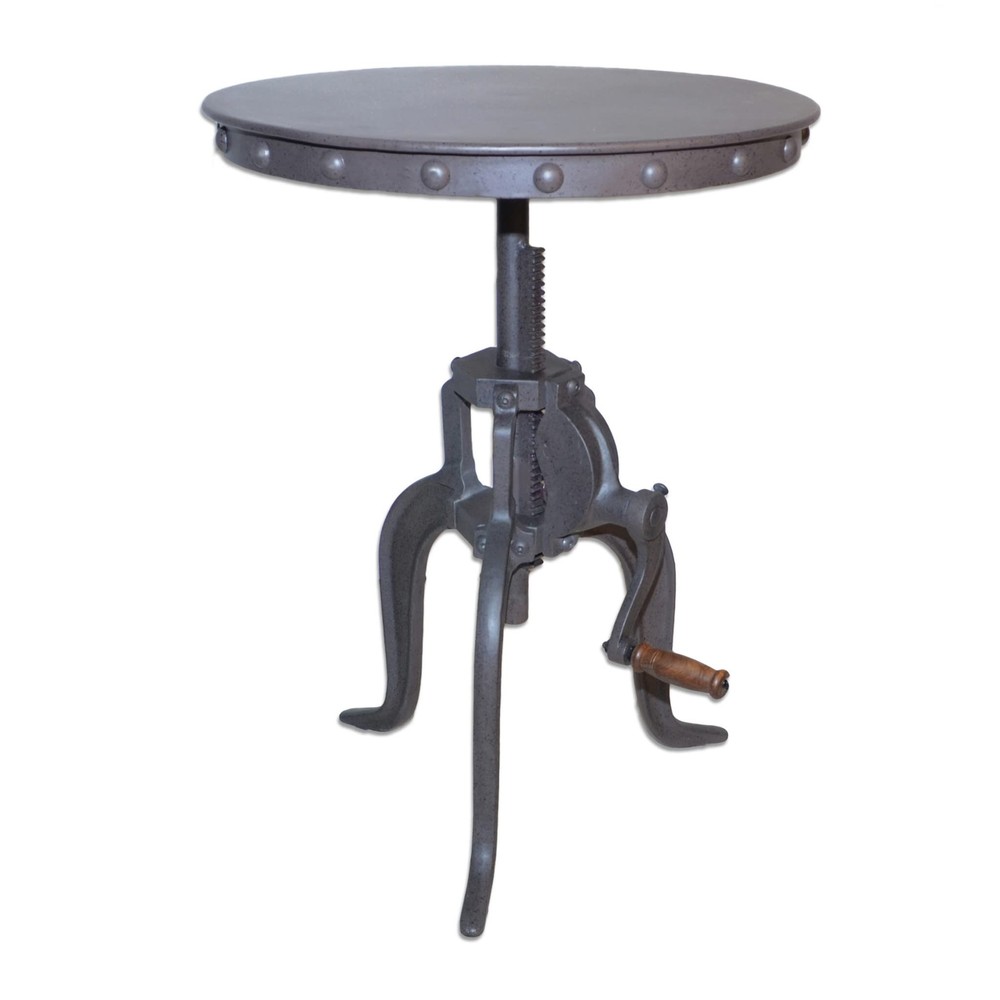 19 Gray Iron Height Adjustable Round End Table