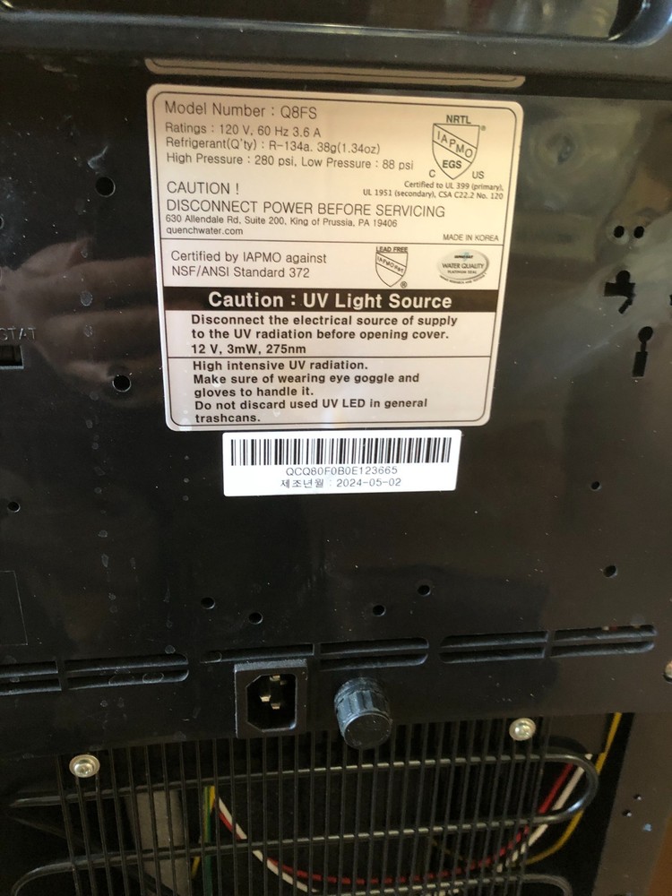 Culligan Guench Water Cooler MODEL Q8FS UV Light Source New