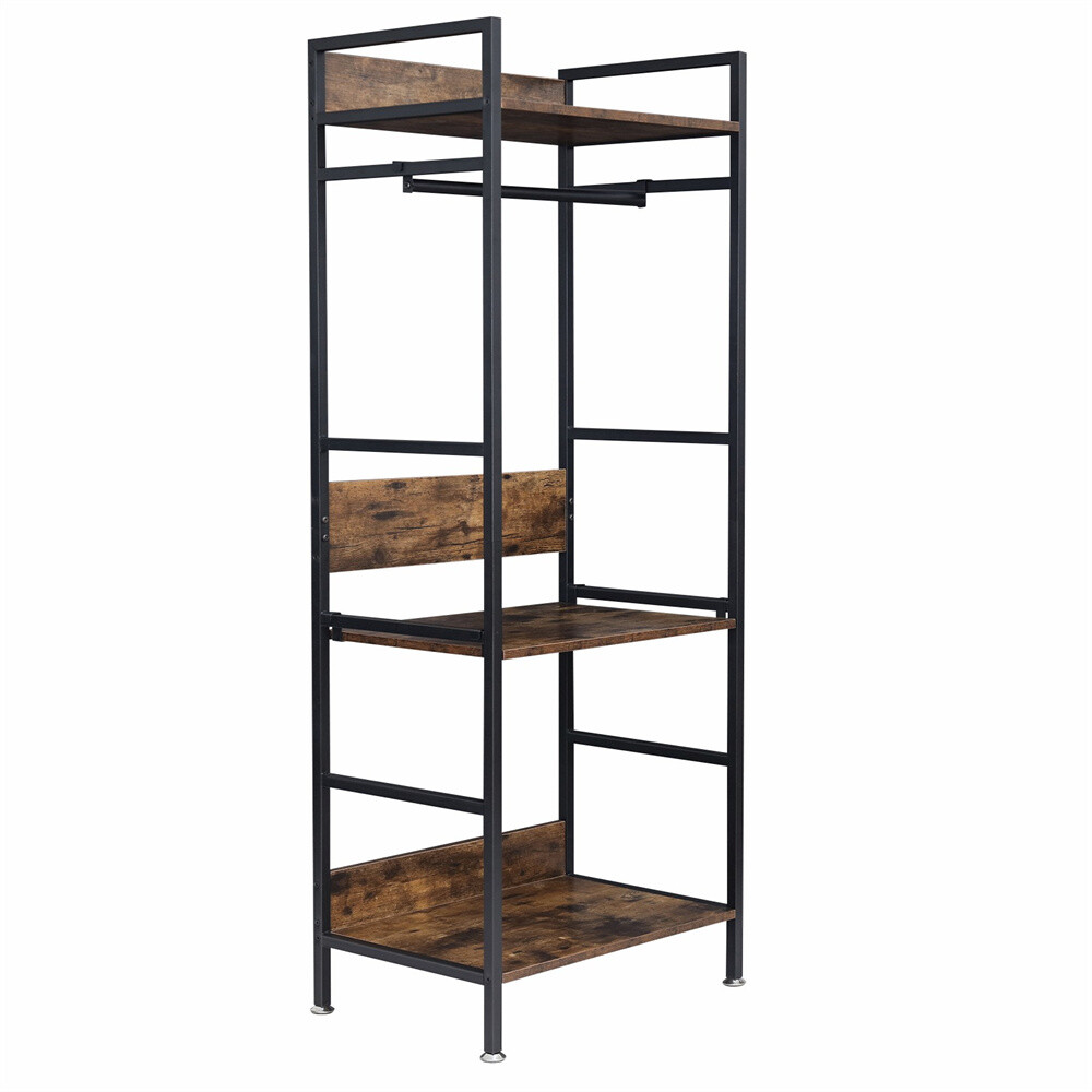 Sturdy Clothes Rack Freestanding Garment Storage Shelf Adjustable Kitchen Shelf