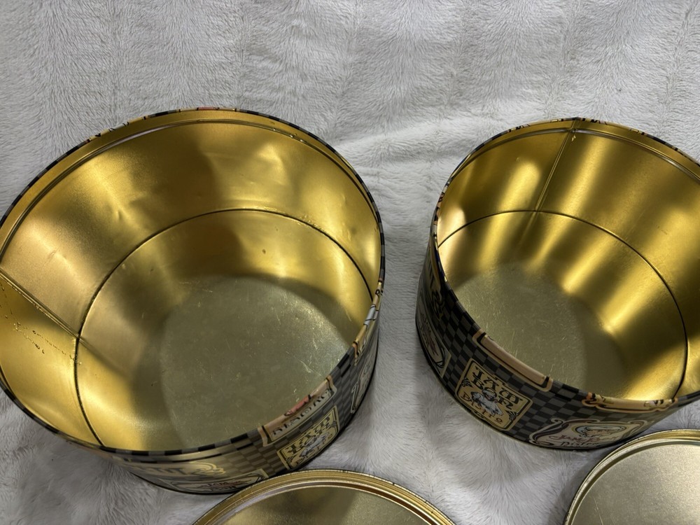 Two Department 56 Round Jam Bon Pig Tin Boxes