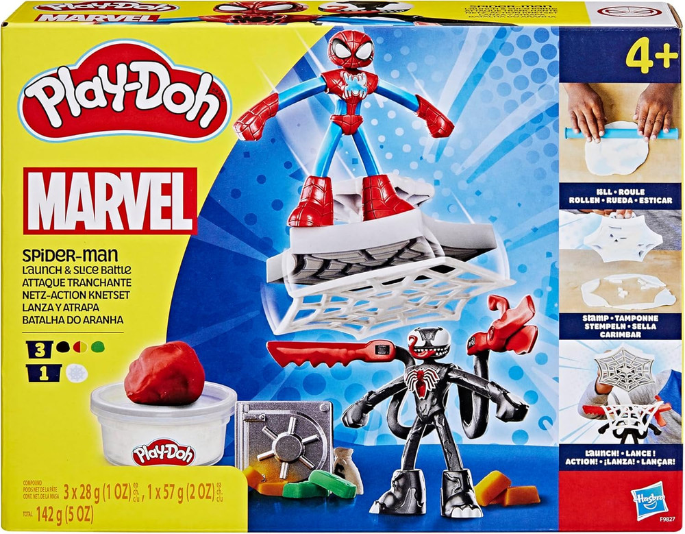 Marvel Spider-Man Launch & Slice Battle Playset with 2 Bendy Action Figures and