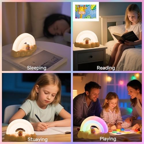 Rainbow Night Light for Kids, Cute Rainbow Light with 3 Lighting Modes & Yellow