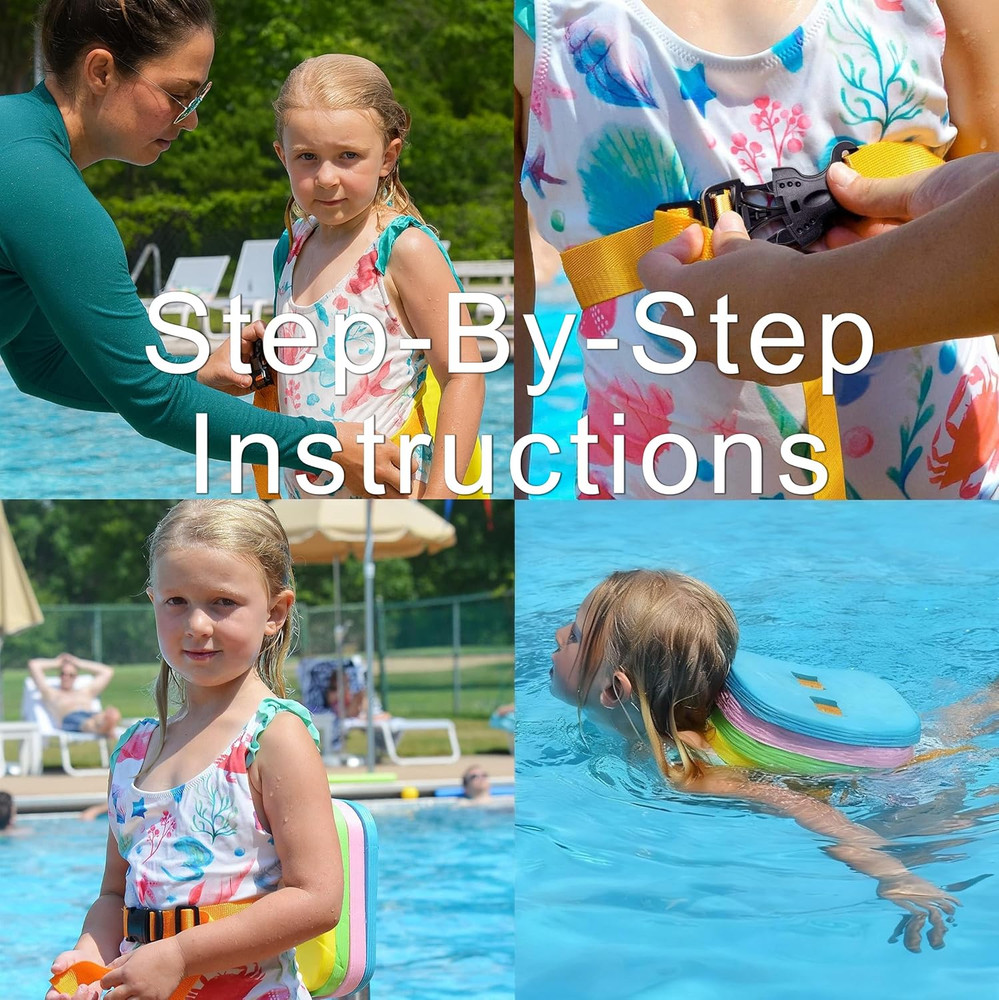 Swim Float Kids Back Belt: Pool Safe Dual-Lock Buckle 140Lbs Pull-Tested - Zero