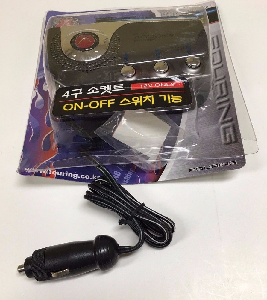 4 SOCKET METALLIC LED ON OFF SWITCH CIGARETTE LIGHTER SPLITTER CHARGE ADAPTER