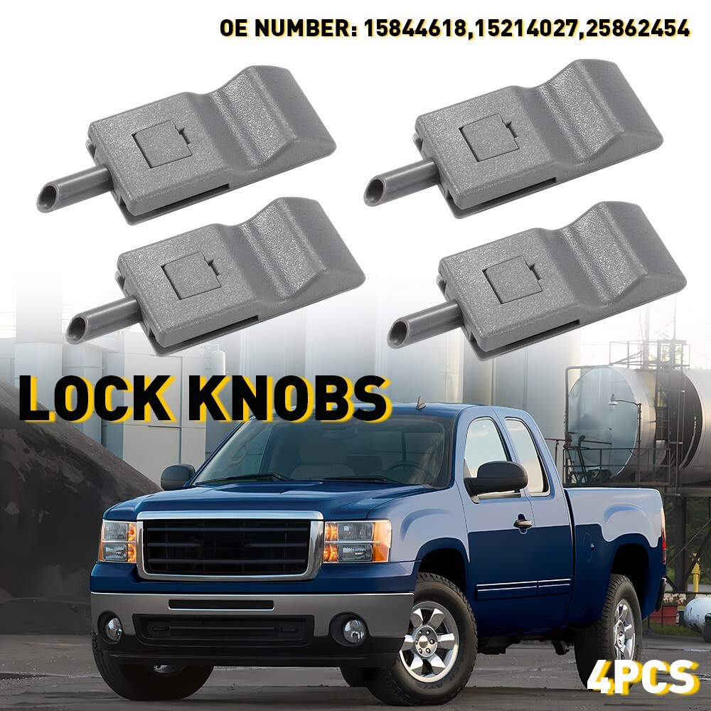 4PCS Door Lock Knobs Front/Rear for 2007-2013 Chevy Silverado GMC Yukon Escalade