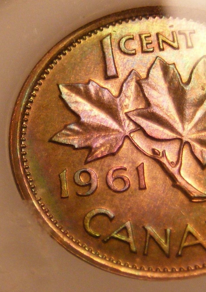 1961 Canada Proof Like Set W/ AWESOME Rainbow Toned Cent !!