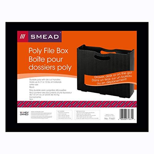 Poly File Box, 3" Expansion, Die-Cut Handles, Letter Size, Black Wave Pattern