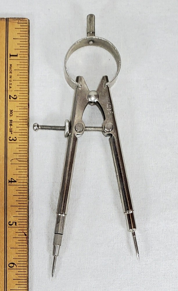 3 Vintage Technical Drafting Compass & Bow Compass Lot - Metal Drafting Tools