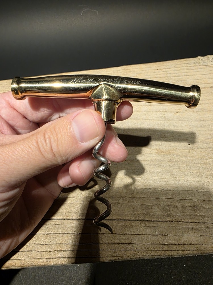 Vintage Style Brass & Iron Corkscrew Engraved