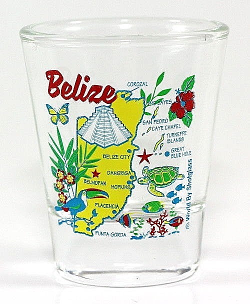 BELIZE MAP SHOT GLASS SHOTGLASS