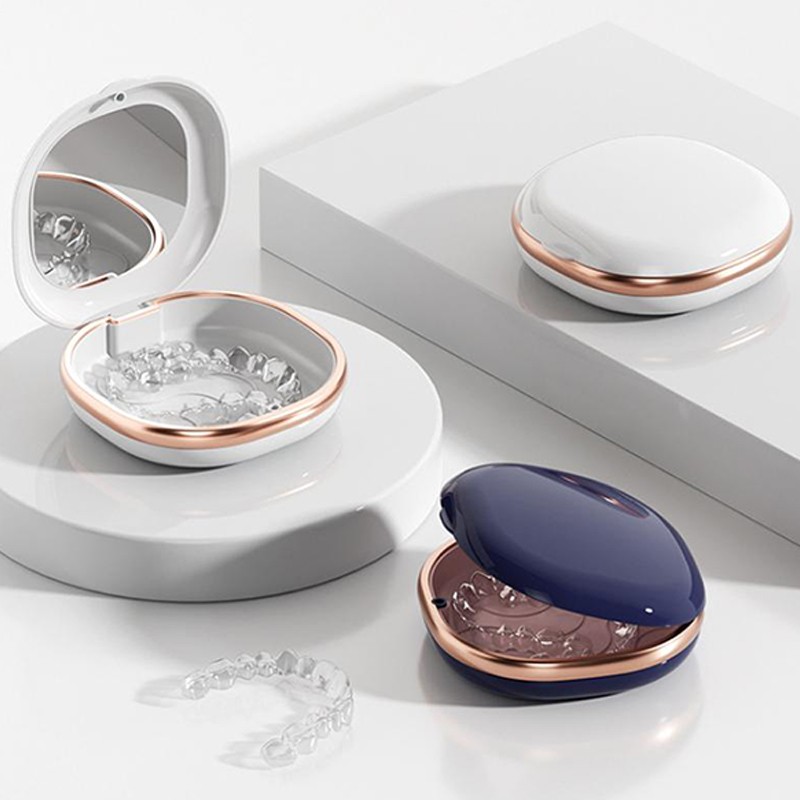 Dental Retainer With Mirror Aligner Case False Teeth Container Storage Teeth