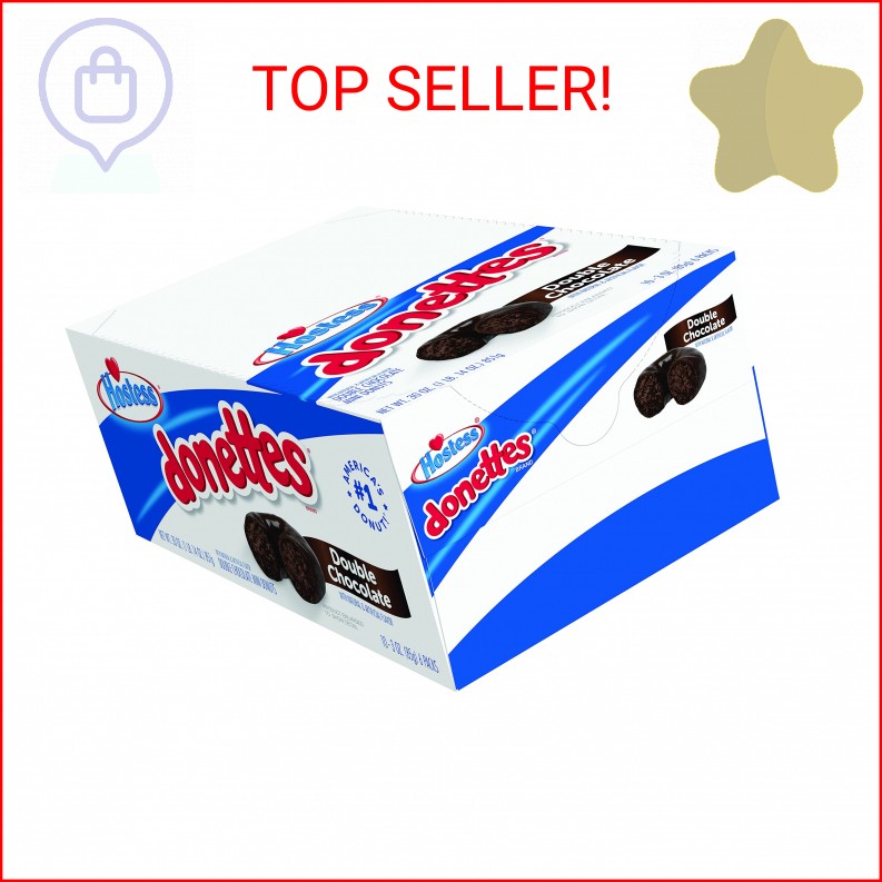 Hostess Donettes Mini Donuts, Double Chocolate, 3 Ounce, 10 Count
