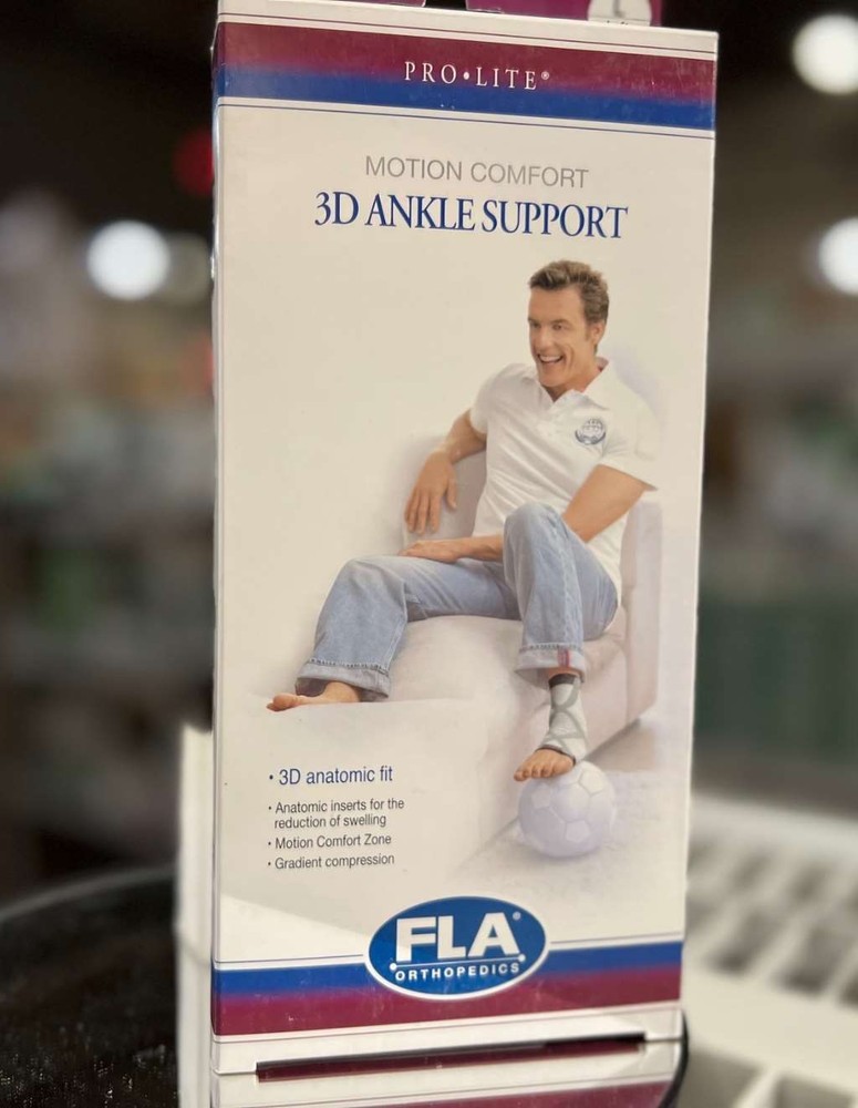 FLA Prolite 3D Left Ankle Support Braces Charcoal Left Foot Medium