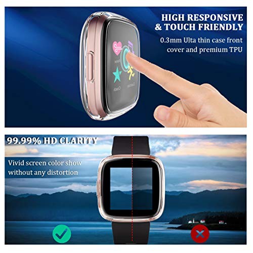 Ultra Thin Screen Protector Case Compatible with Fitbit Versa 2, 3 Clear*3