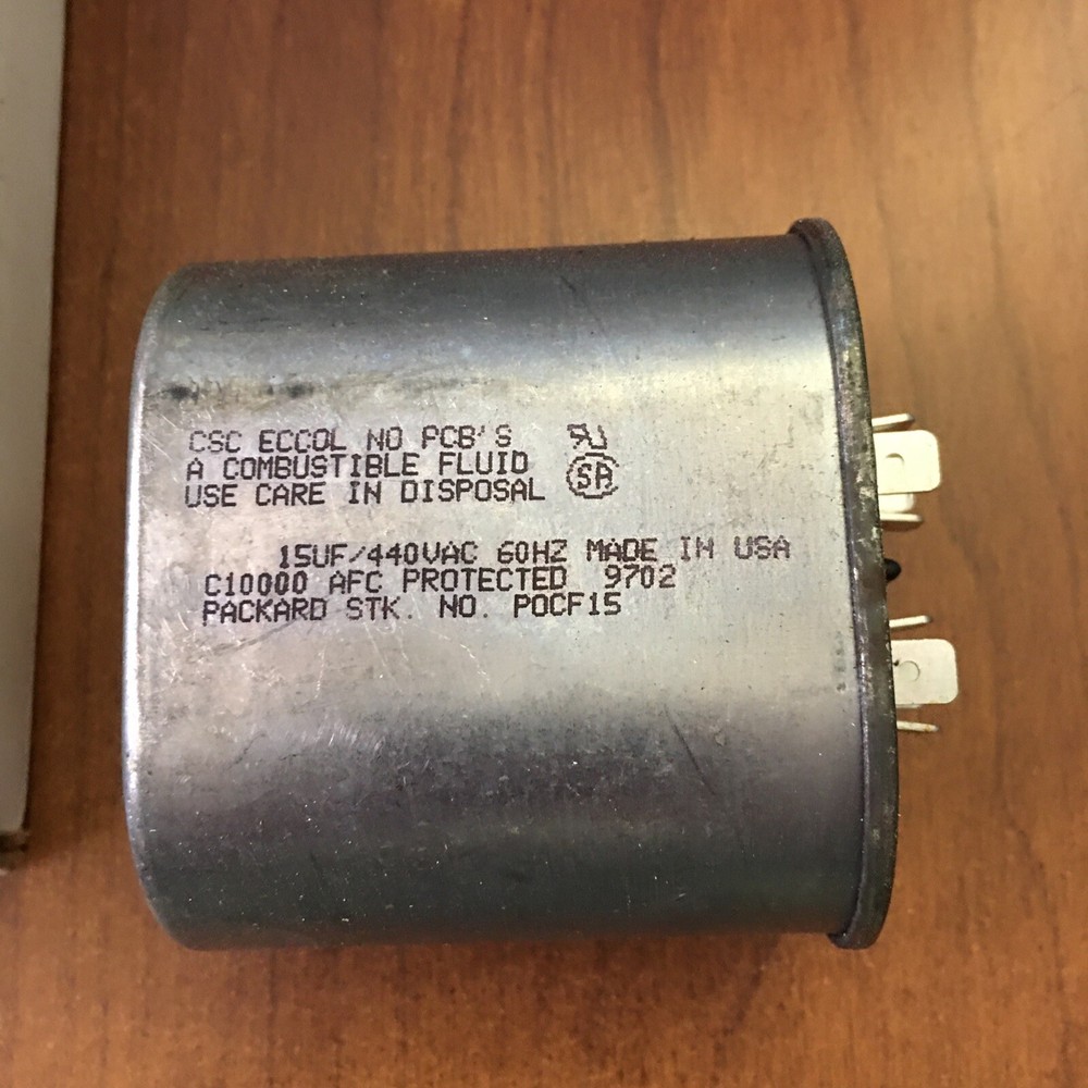 POCF15 Packard 15mfd 440V Oval Run Capacitor