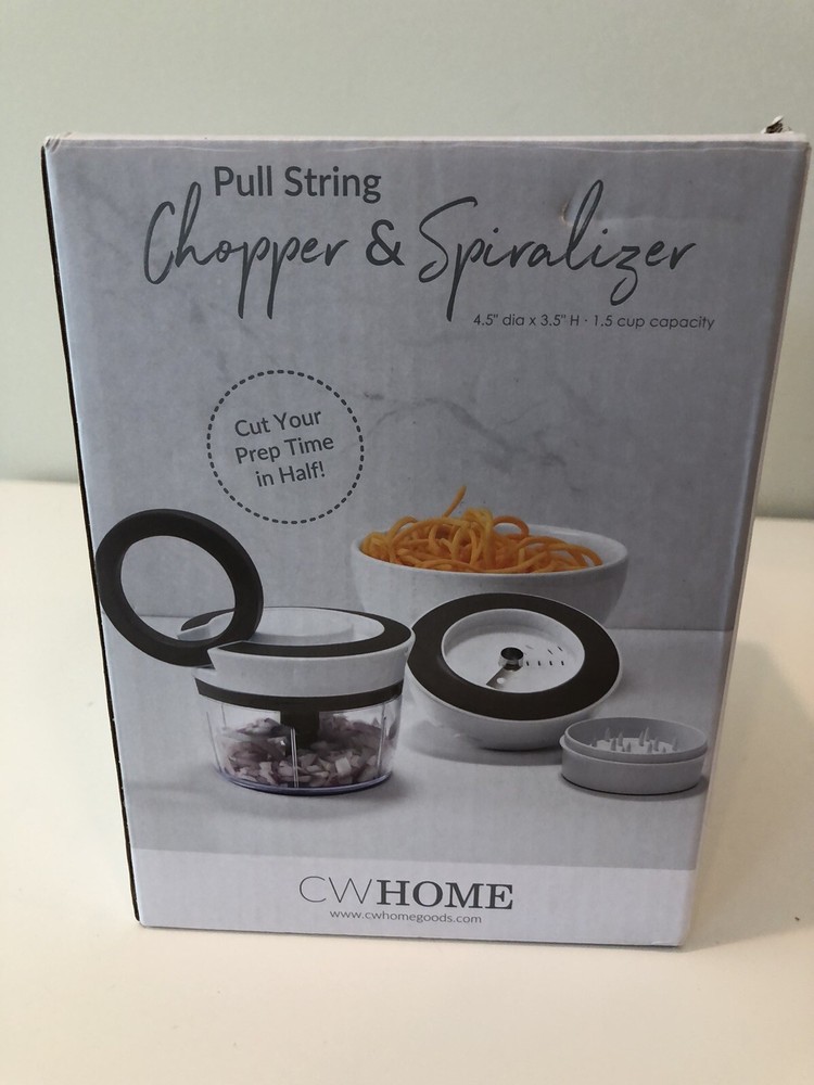 Pull String Chopper & Spiralizer 2.25 Cup Capacity By CW Home Chop NEW!