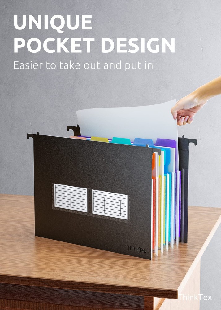 ThinkTex Plastic Expanding Hanging File Folders, 7 Innovative Letter, 1 Pack