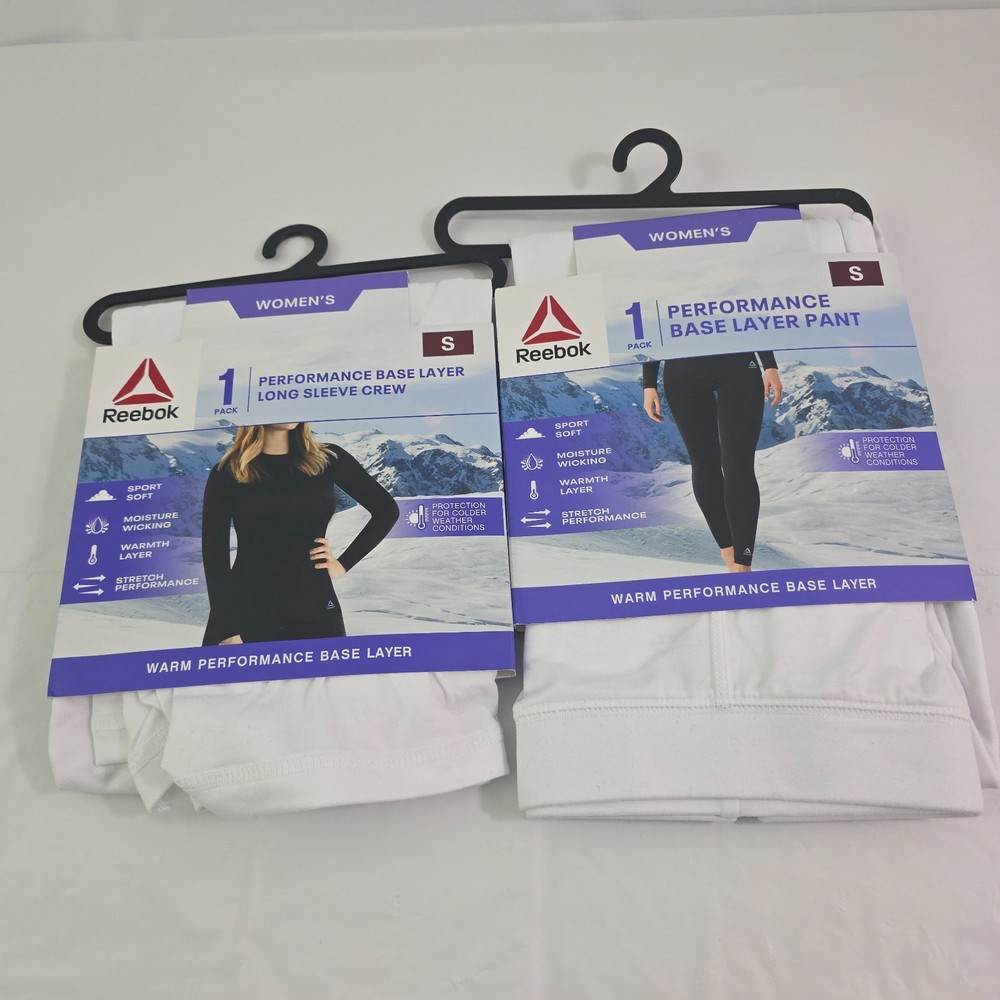 Reebok Women's Performance Base Layer White Pants & Top - 2 PC Set - Size Small