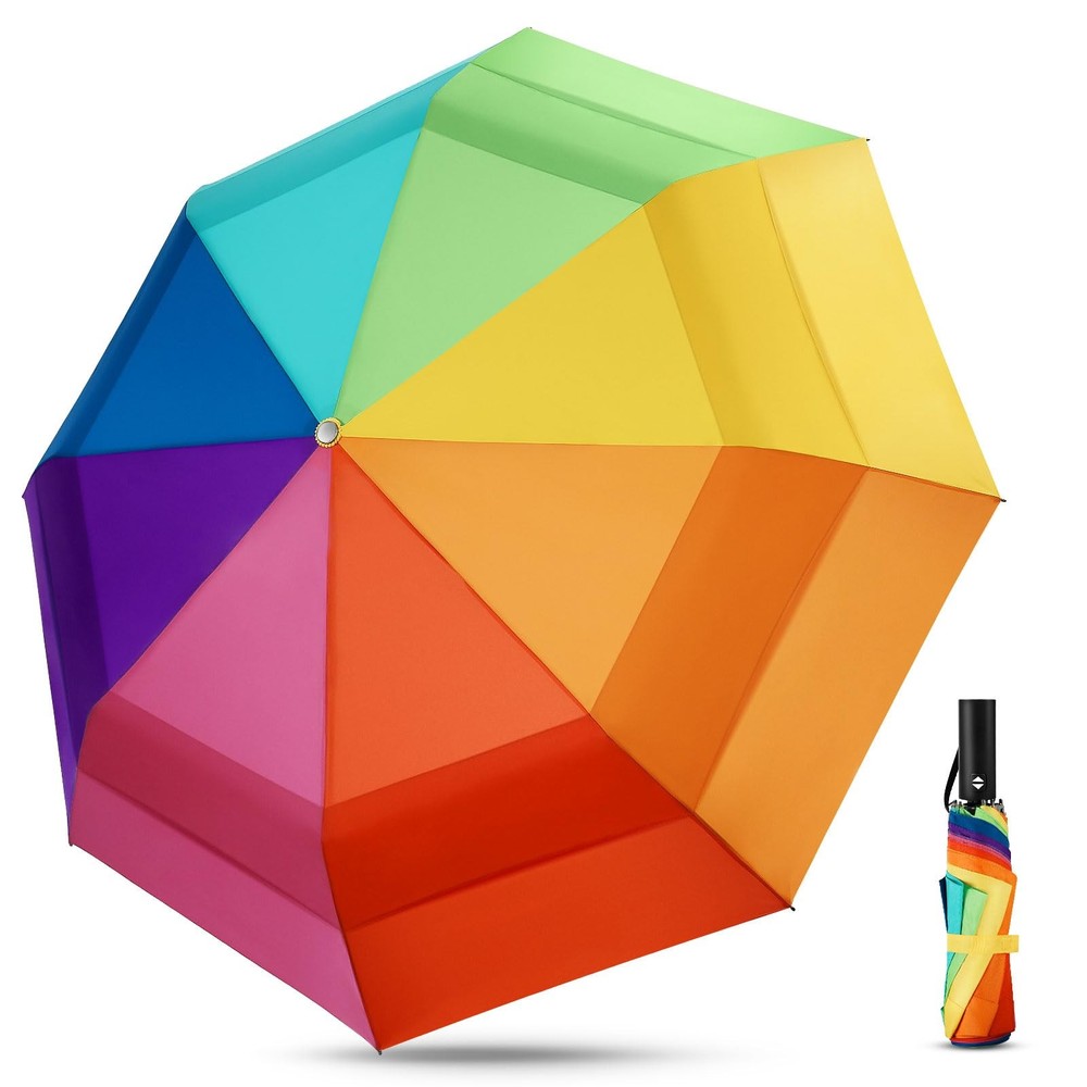Rainbow Umbrella For Adults  Oversized 54inch Double Layer Windproof Extra Large